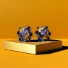 【SUGEBEINI】 Retro basket-shaped diamond-encrusted flower earrings, court-style metal diamond-encrusted stud earrings ZEH00082 Specification image